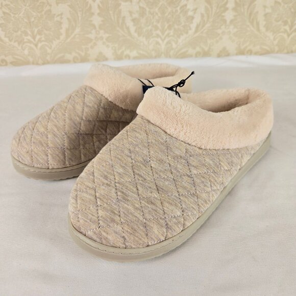 Dearfoams Size Large 9-10 Oatmeal Quilted Clog Gel Infused Memory Foam NWT - Picture 1 of 13